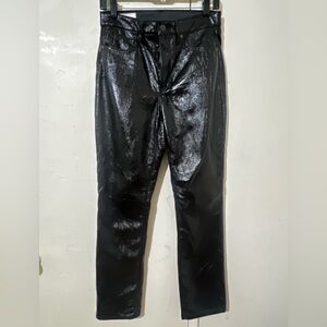 GAP Women’s Vintage Slim High Rise Glossy Black Faux Leather Dress Pants